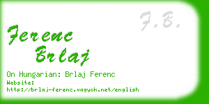 ferenc brlaj business card